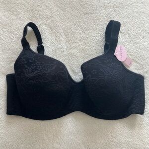 NWT Cacique Lane Bryant Lace Balconette Lined Bra Black 44DD